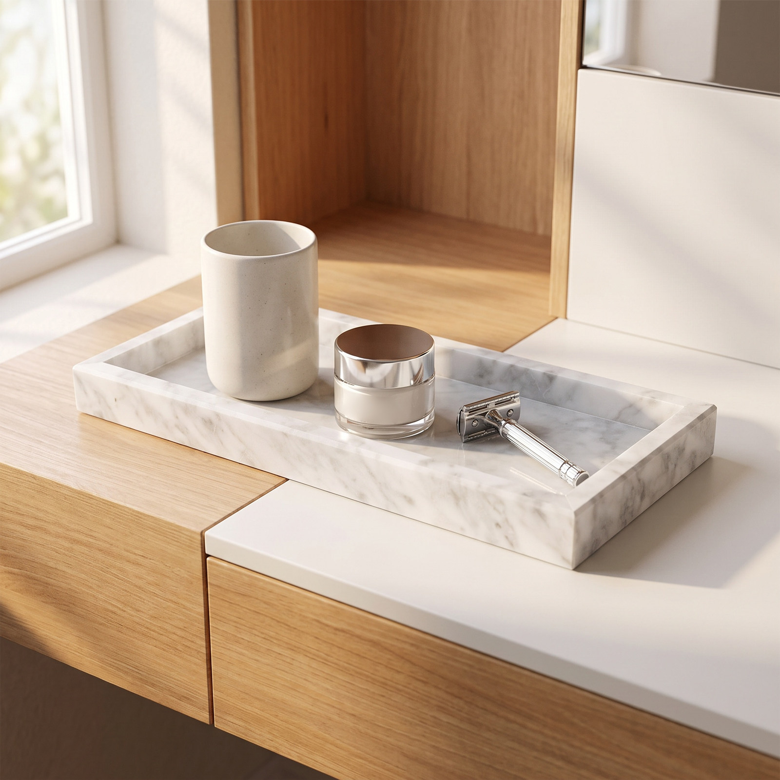 Marble Tray Rectangle for Bath - Home Bathroom Organizer 评论和价格