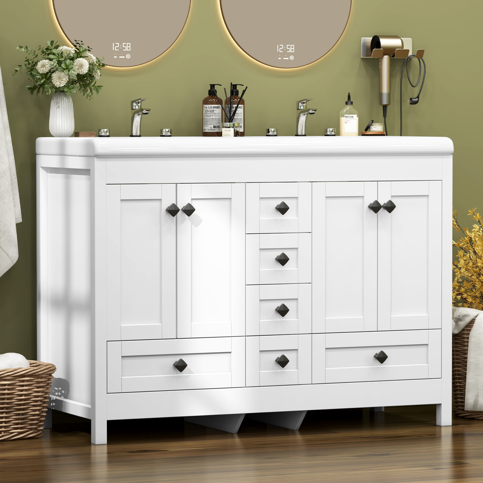 47.3 Inch White Bathroom Vanit - Home Bathroom Vanity Combo 评论和价格