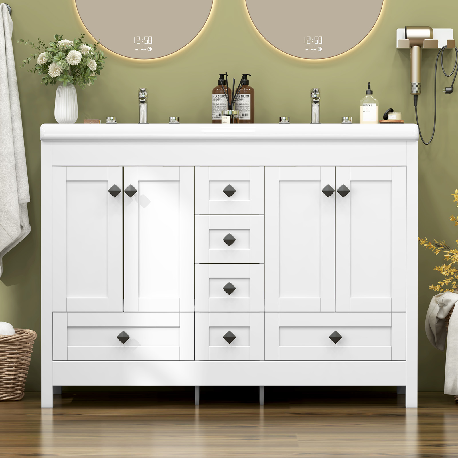 47.3 Inch White Bathroom Vanit - Home Bathroom Vanity Combo 评论和价格